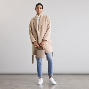 Elizabeth and James Beige Long Wool Coat